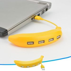 Banana Shape USB Hub, 2.0 Hub USB Splitter, 4-Port USB Hub, 4 in 1