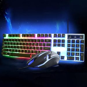 104 Key Wired Keyboard Mouse Set Backlight USB Colorful Ergonomic Stable Backlit Keyboard Mouse Combo USB Gaming Keyboard Mouse for Laptop PC Gamers (2 Pc Set)