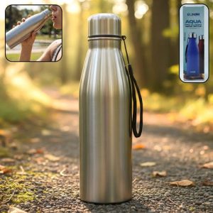 1000 ML Stainless-Steel Water Bottle with Leakproof Screw Cap & Carry Strap